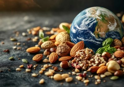 world food ball filled surrounded by food world food day 23 2151794135